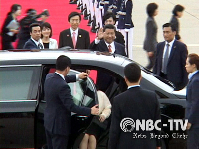 시진핑 중국사진은 지난 2014년 7월 3일 방한 당시 NBC-1TV가 서울공항에서 근접 취재한 방송 자료