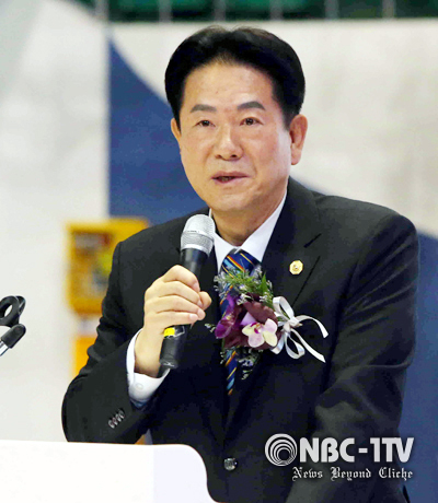 이동섭 전 국기원장이 이임사를 하는 모습.